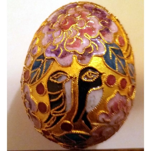 Cloisonné Egg Enamel ornament with Chinese design inside Egg Shell - 2 pieces - Picture 6 of 14